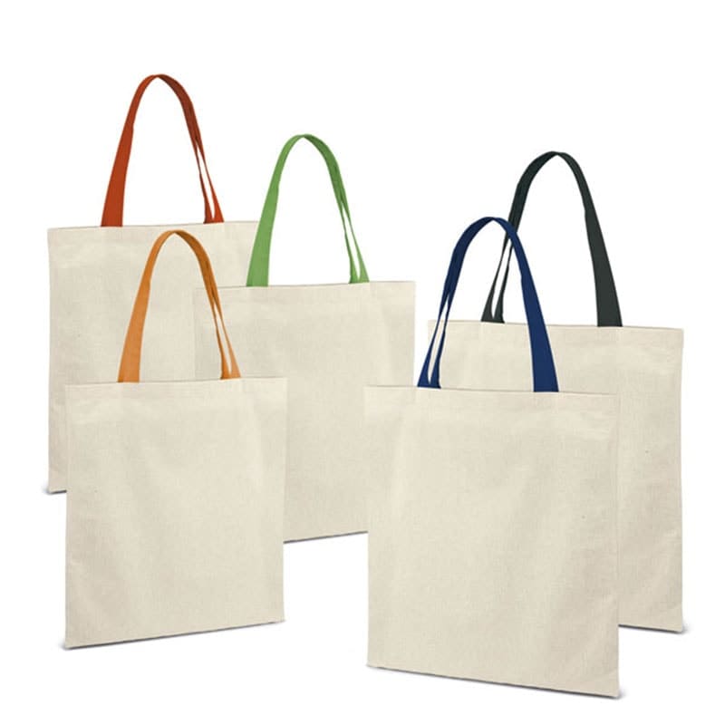 Katoenen tassen met gekleurde handvaten 140g
